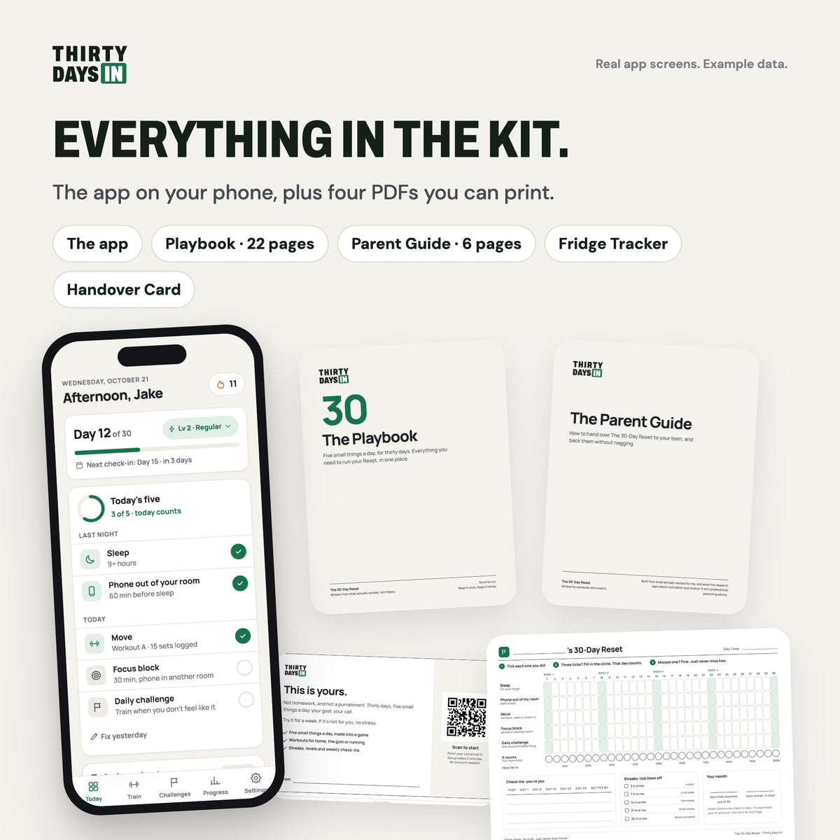 Everything in the kit: the app plus four PDFs